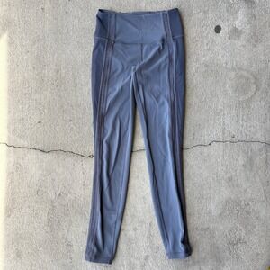 Lululemon‎ Power Lines Pant Women's 6 Gray Mesh Track Stripe Mid Rise Pocket